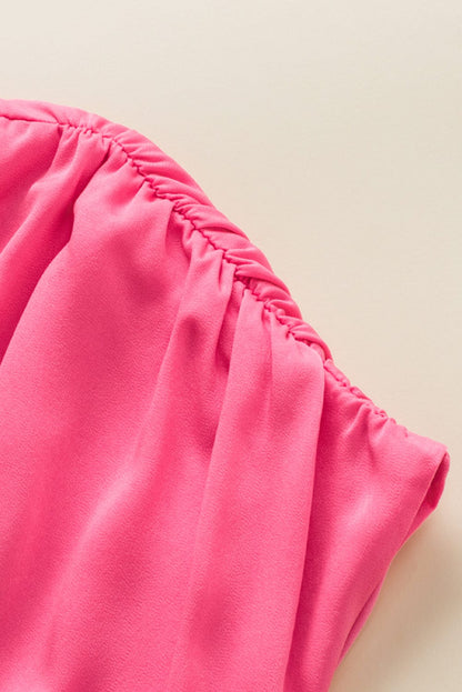 Strawberry Pink Tiered Ruffle Smock Waist Mini Dress