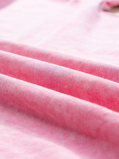 Strawberry Pink Vintage Mineral Wash Boyfriend Tee with Exposed Seam Details