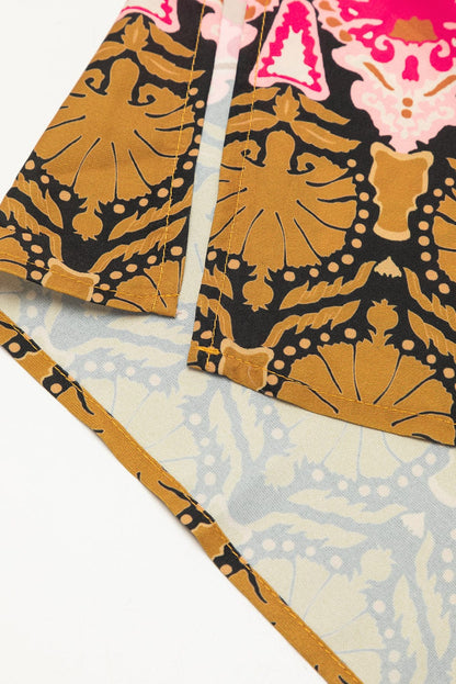 Strawberry Pink Vintage V Neck Bracelet Sleeve Dress