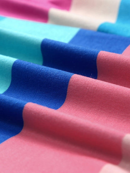 Striped Bow Detail Multicolor Maxi Dress with Knot Straps