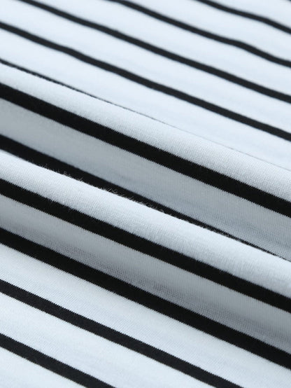 Striped Cap Sleeve Crew Neck Tee