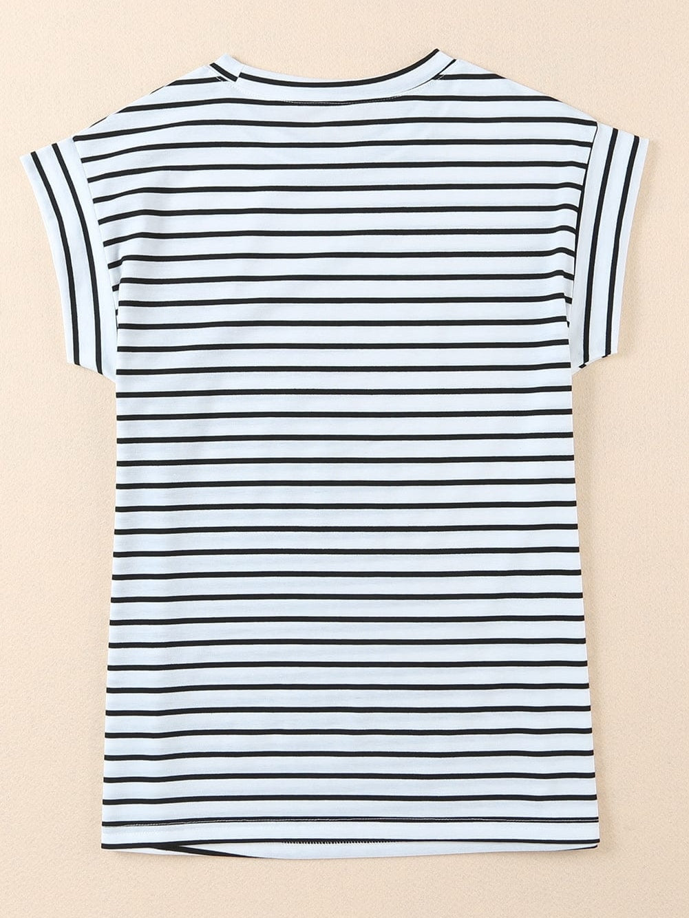 Striped Cap Sleeve Crew Neck Tee