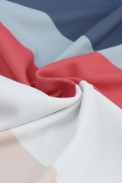 Striped Colorful Ribbed Knit Lace-Up Tank Dress with Slit