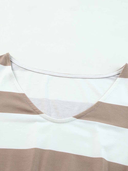 Striped Drawstring White Lace Crochet Mini Dress with Short Sleeves