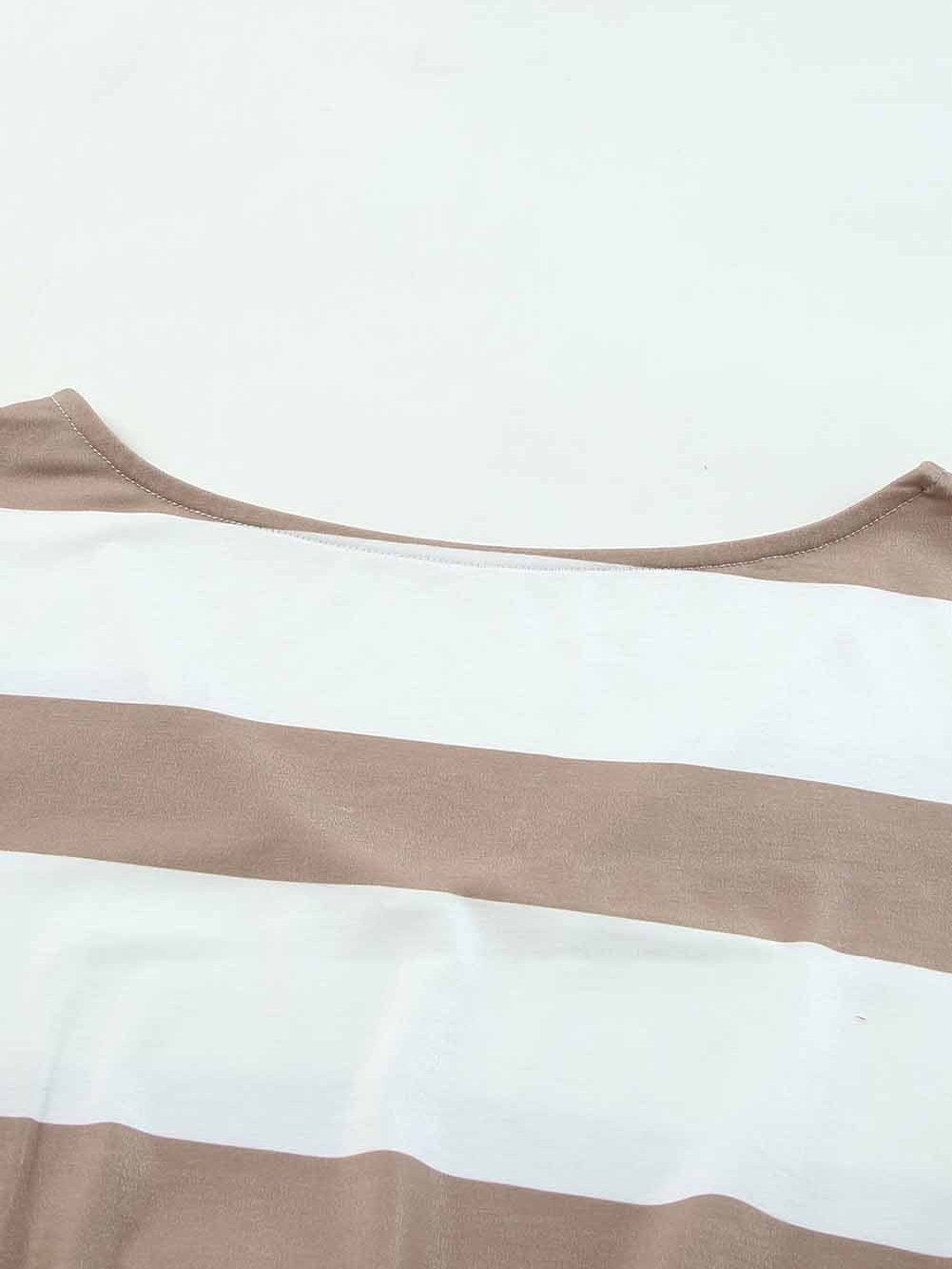 Striped Drawstring White Lace Crochet Mini Dress with Short Sleeves