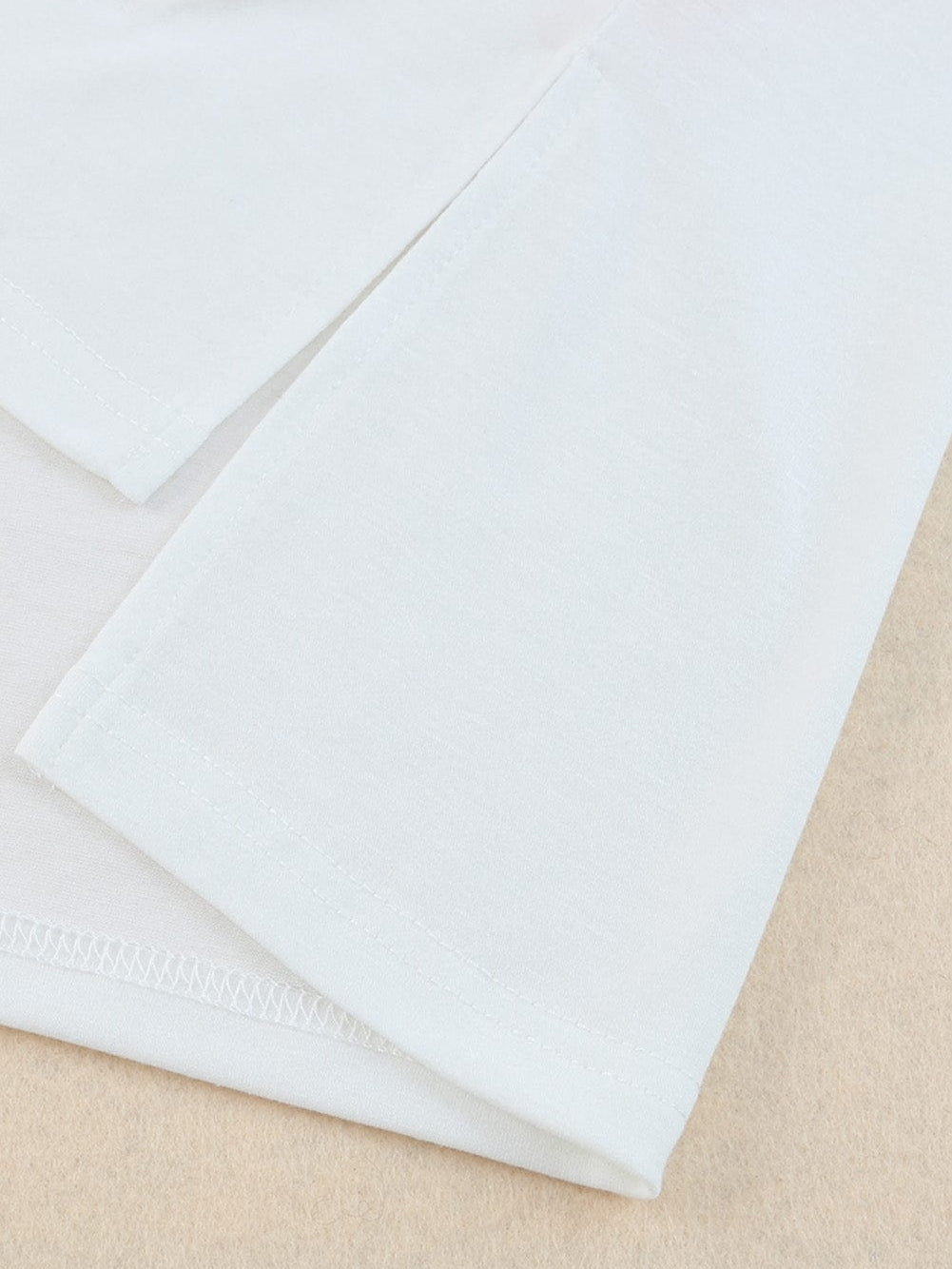 Striped Patchwork V Neck Tee with White Accents