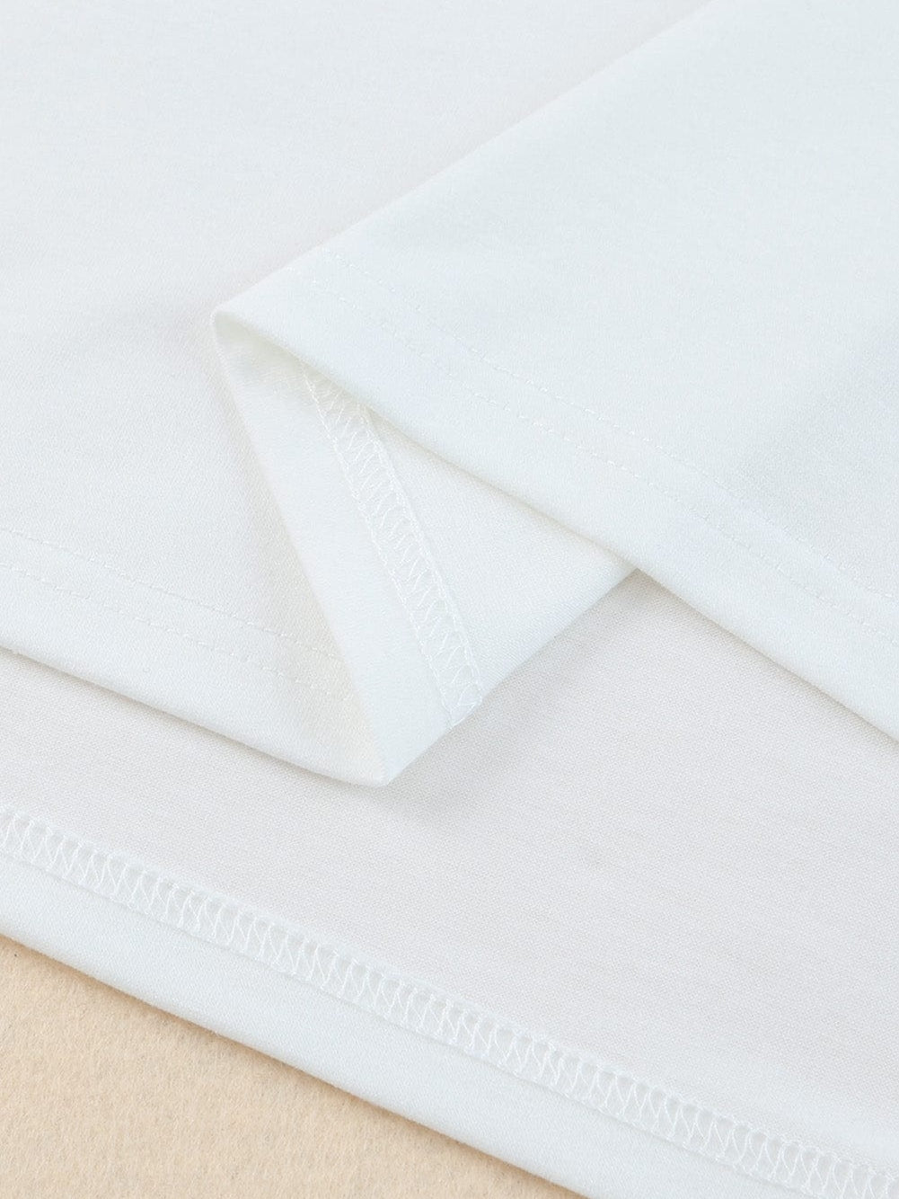 Striped Patchwork V Neck Tee with White Accents