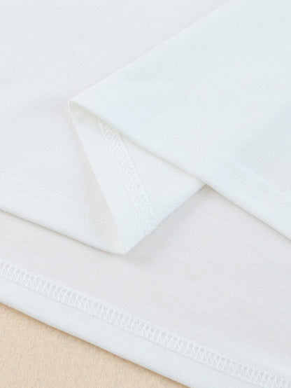 Striped Patchwork V Neck Tee with White Accents