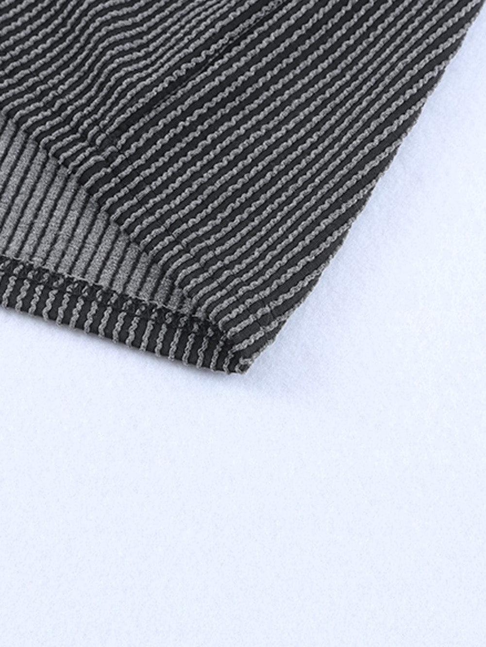 Striped Ribbed Blue T-shirt Dress with Pocket Detail