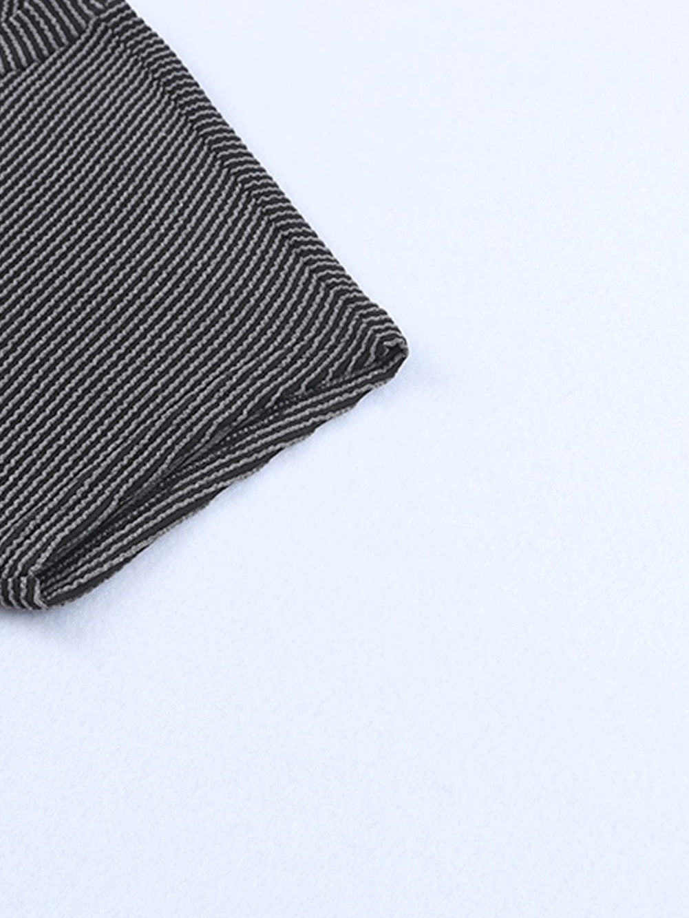 Striped Ribbed Blue T-shirt Dress with Pocket Detail