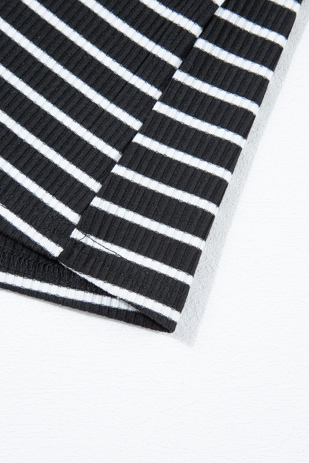 Striped Ribbed Knit Sleeveless Bodycon Mini Dress