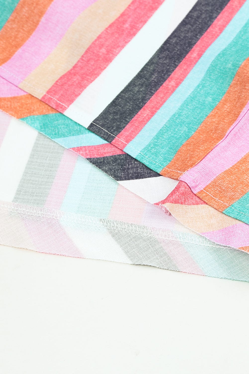 Striped Ruffle Sleeve Multicolor Top with Tiered Hemline