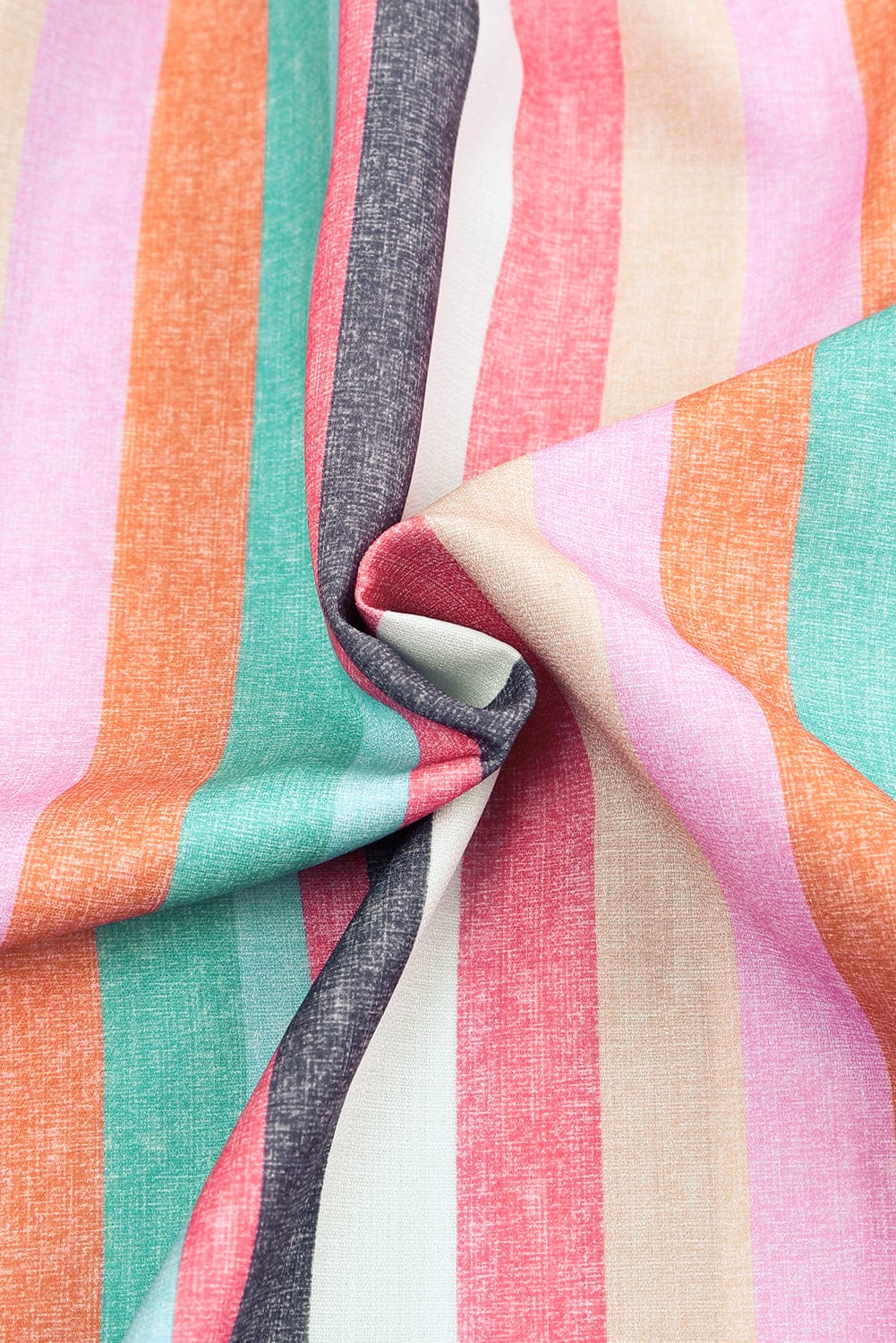 Striped Ruffle Sleeve Multicolor Top with Tiered Hemline