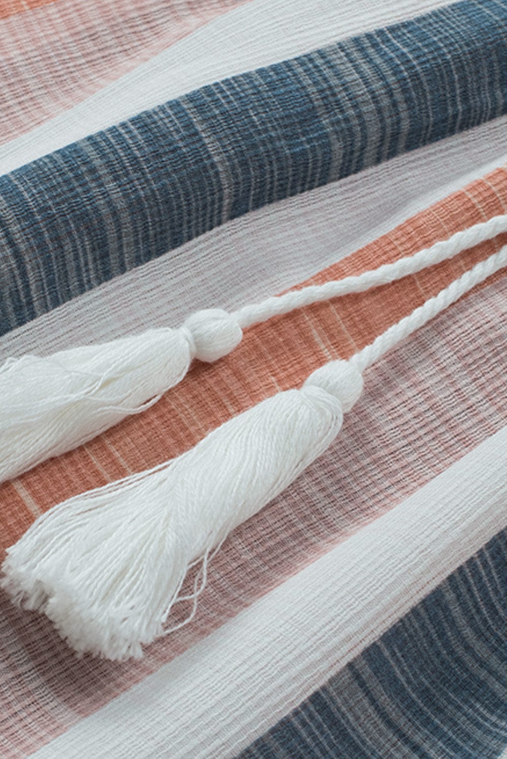 Striped V-Neck Ruffle Sleeve Loose Fit Casual Top