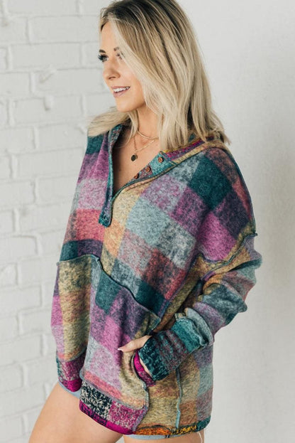 Striped Woolen Commuter Cardigan in Multicolor Print