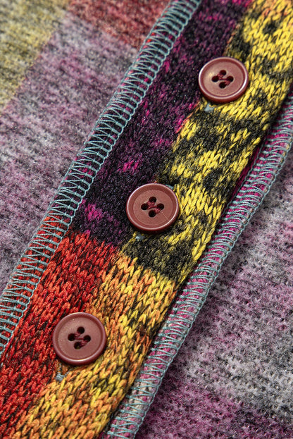 Striped Woolen Commuter Cardigan in Multicolor Print