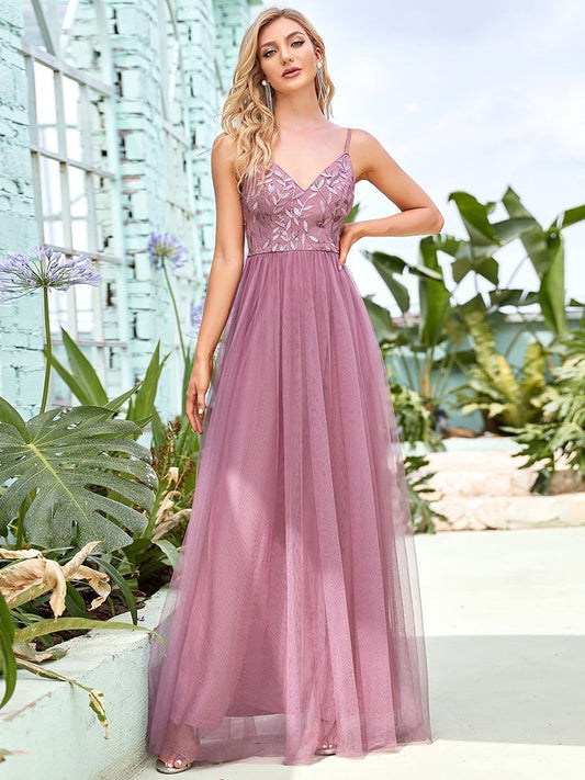 Stunning A-Line Silhouette Elegant Evening Gown