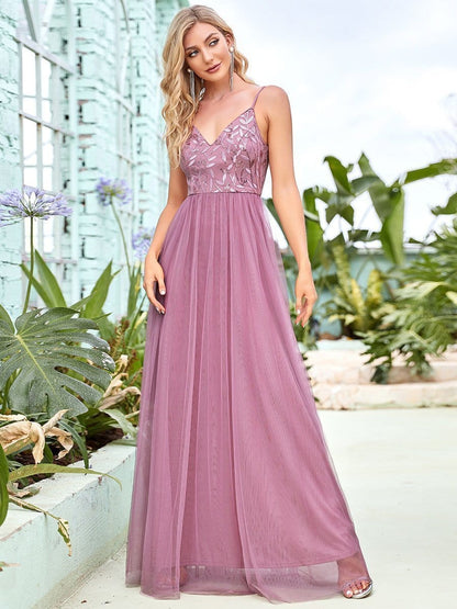 Stunning A-Line Silhouette Elegant Evening Gown