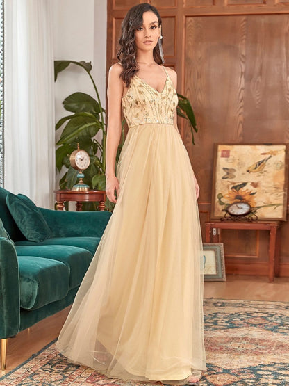 Stunning A-Line Silhouette Elegant Evening Gown