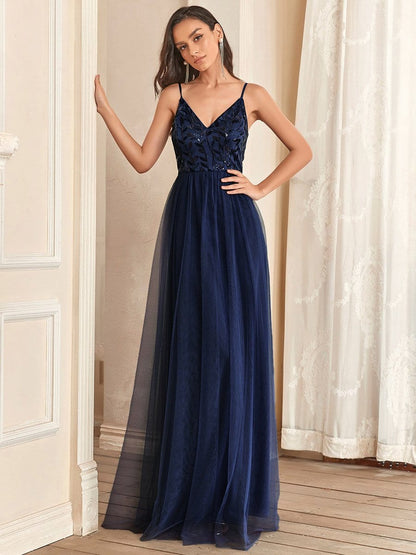 Stunning A-Line Silhouette Elegant Evening Gown