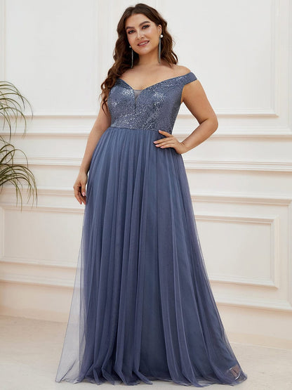 Stunning Plus Size Sequin Sleeveless Evening Gown
