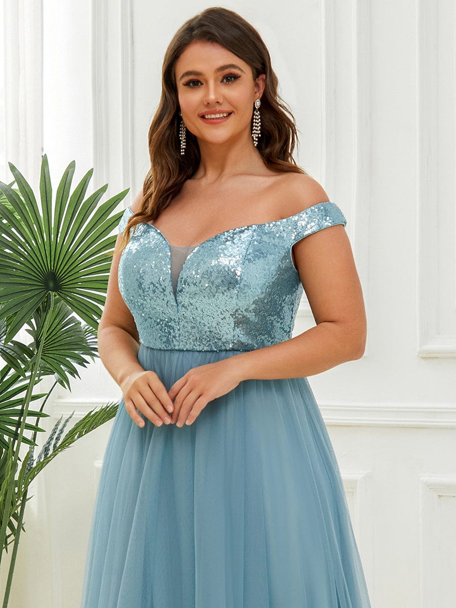 Stunning Plus Size Sequin Sleeveless Evening Gown