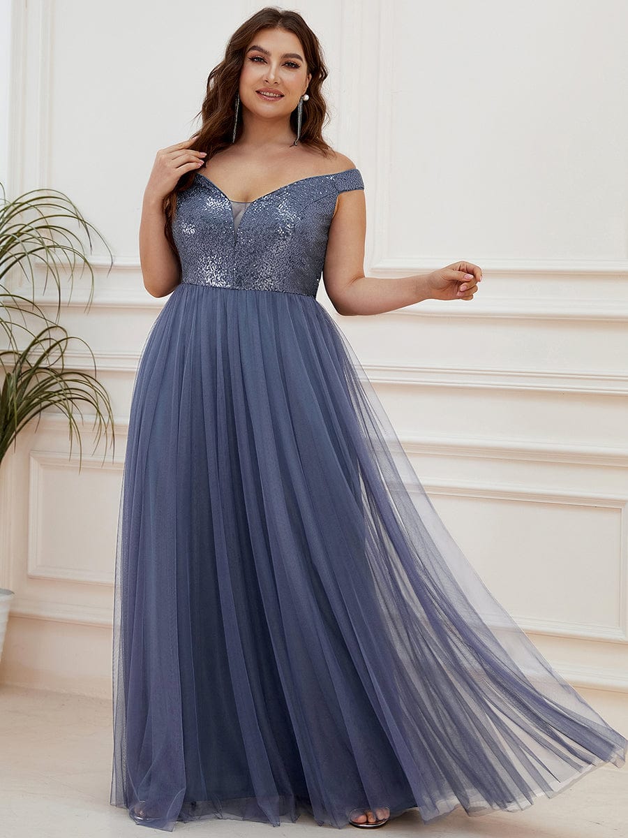 Stunning Plus Size Sequin Sleeveless Evening Gown