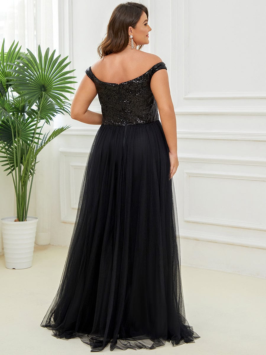 Stunning Plus Size Sequin Sleeveless Evening Gown