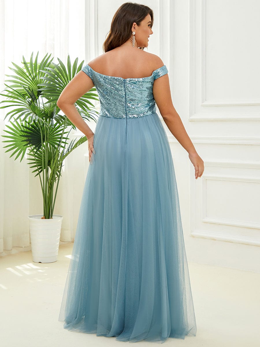 Stunning Plus Size Sequin Sleeveless Evening Gown