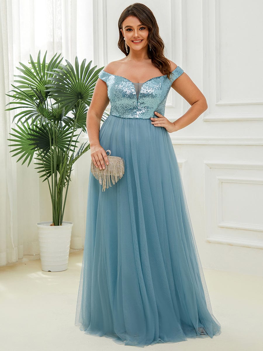 Stunning Plus Size Sequin Sleeveless Evening Gown