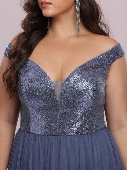 Stunning Plus Size Sequin Sleeveless Evening Gown