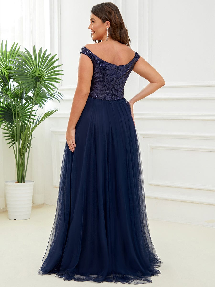 Stunning Plus Size Sequin Sleeveless Evening Gown
