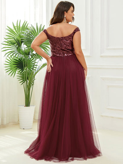 Stunning Plus Size Sequin Sleeveless Evening Gown