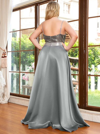 Stunning Plus Size Shimmering High-Low Evening Gown for Women