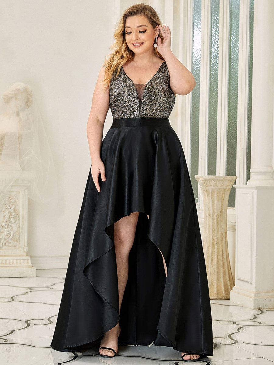 Stunning Plus Size Shimmering High-Low Evening Gown for Women