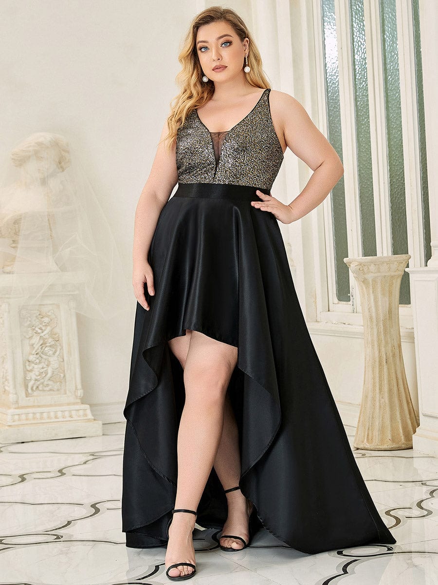Stunning Plus Size Shimmering High-Low Evening Gown for Women