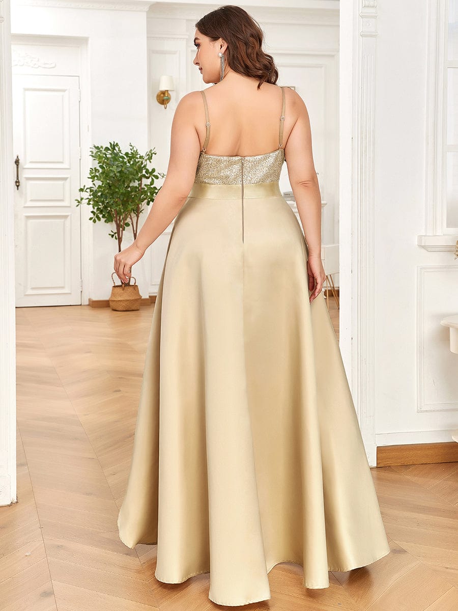 Stunning Plus Size Shimmering High-Low Evening Gown for Women