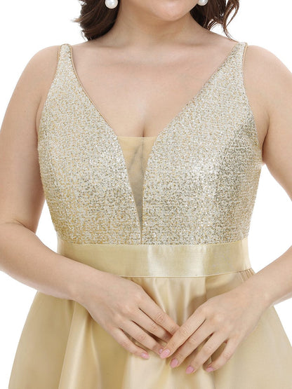 Stunning Plus Size Shimmering High-Low Evening Gown for Women