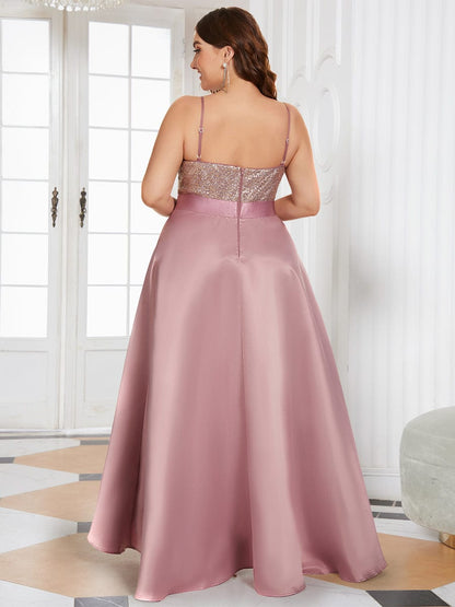 Stunning Plus Size Shimmering High-Low Evening Gown for Women