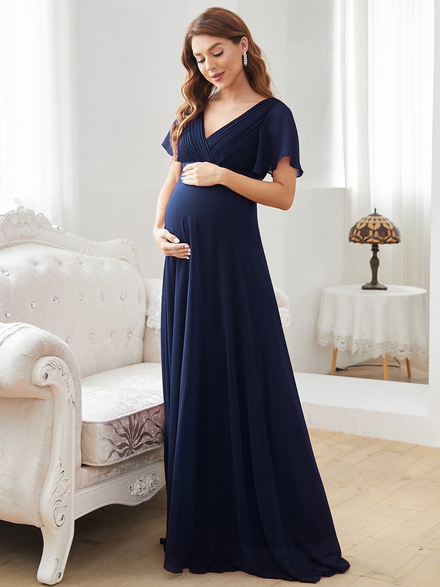 Stylish and Comfortable V-neck Maternity Dress