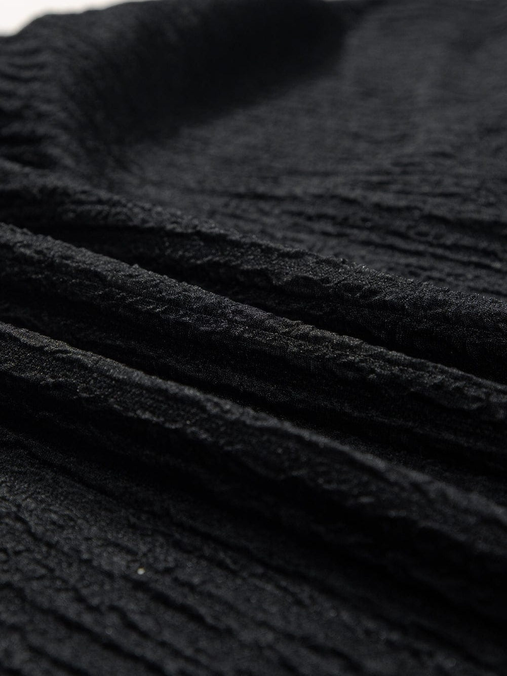 Stylish Black Textured V Neck T-Shirt with Wide Sleeves