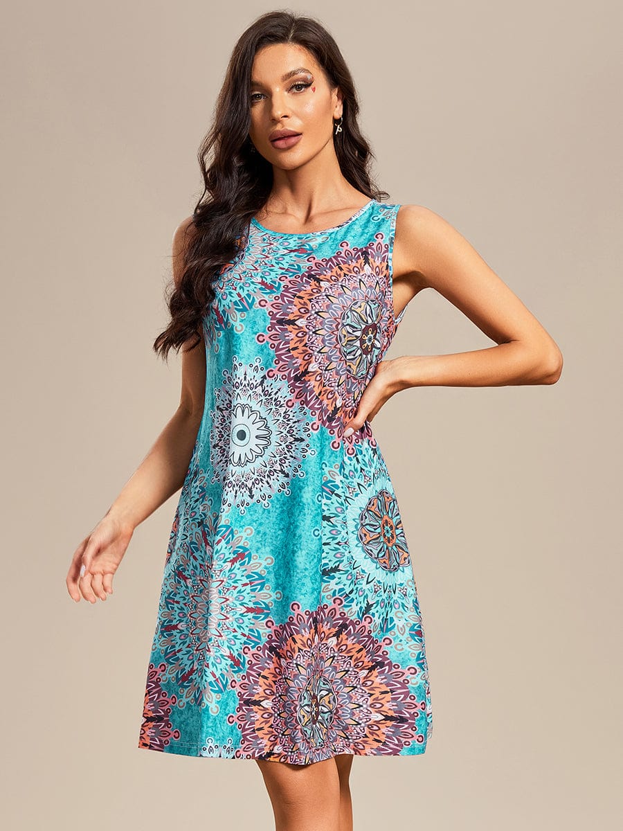Stylish Printed Strapless Cocktail Dress with Loose A-Line Fit