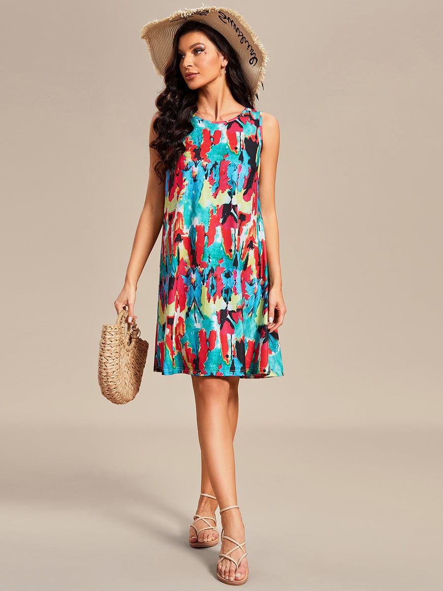 Stylish Printed Strapless Cocktail Dress with Loose A-Line Fit
