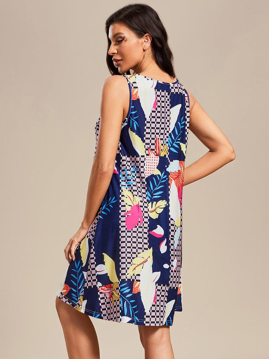 Stylish Printed Strapless Cocktail Dress with Loose A-Line Fit