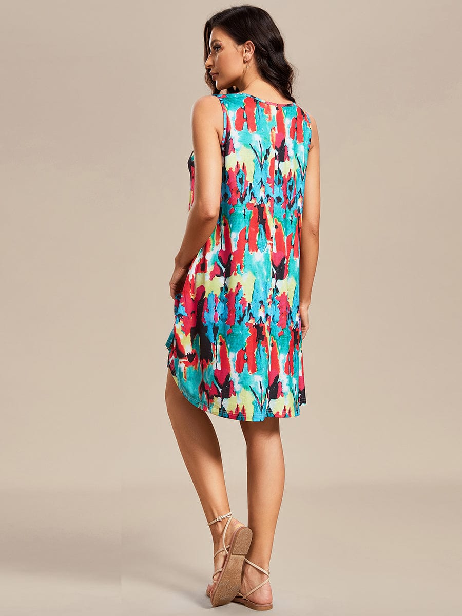 Stylish Printed Strapless Cocktail Dress with Loose A-Line Fit