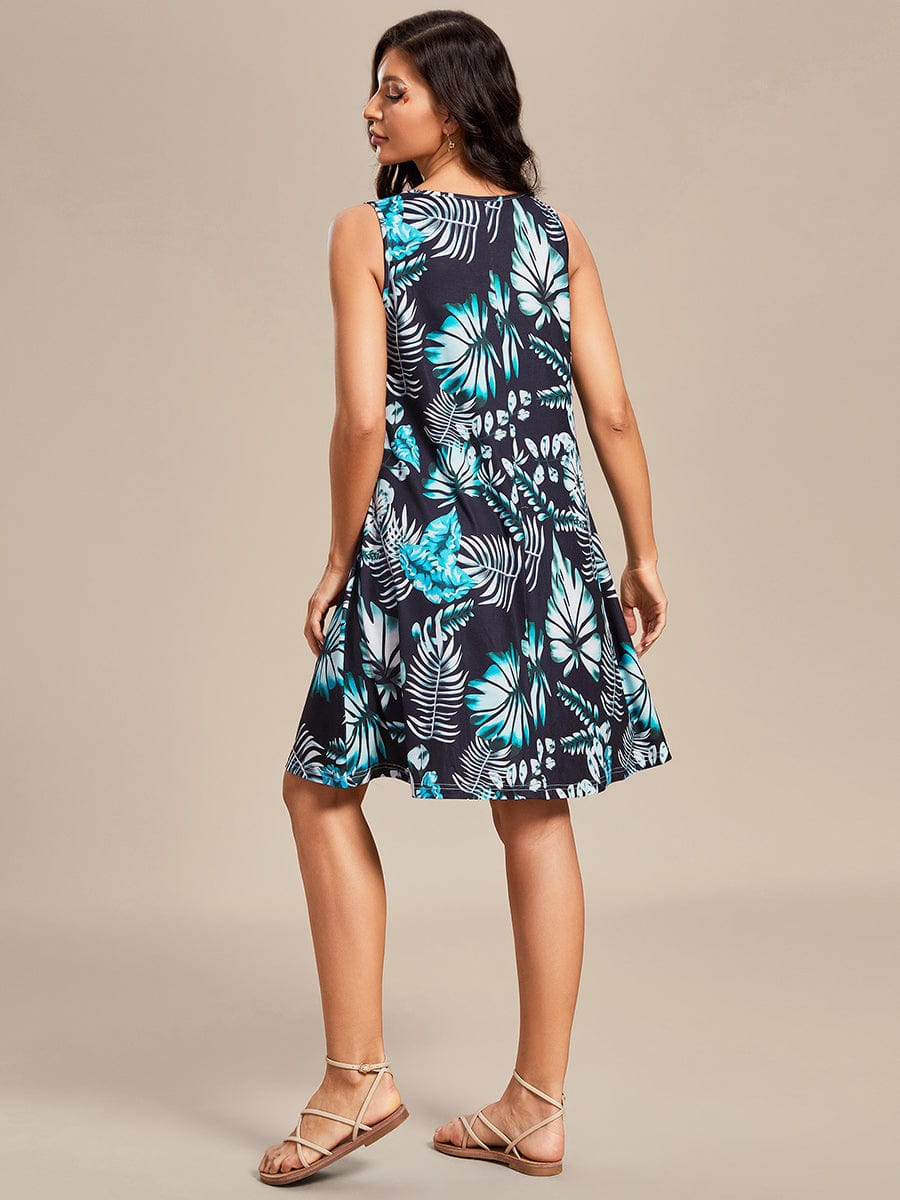 Stylish Printed Strapless Cocktail Dress with Loose A-Line Fit