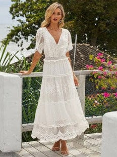 Stylish Square Neck Long-Sleeve Ruffled Dress in Solid Colors