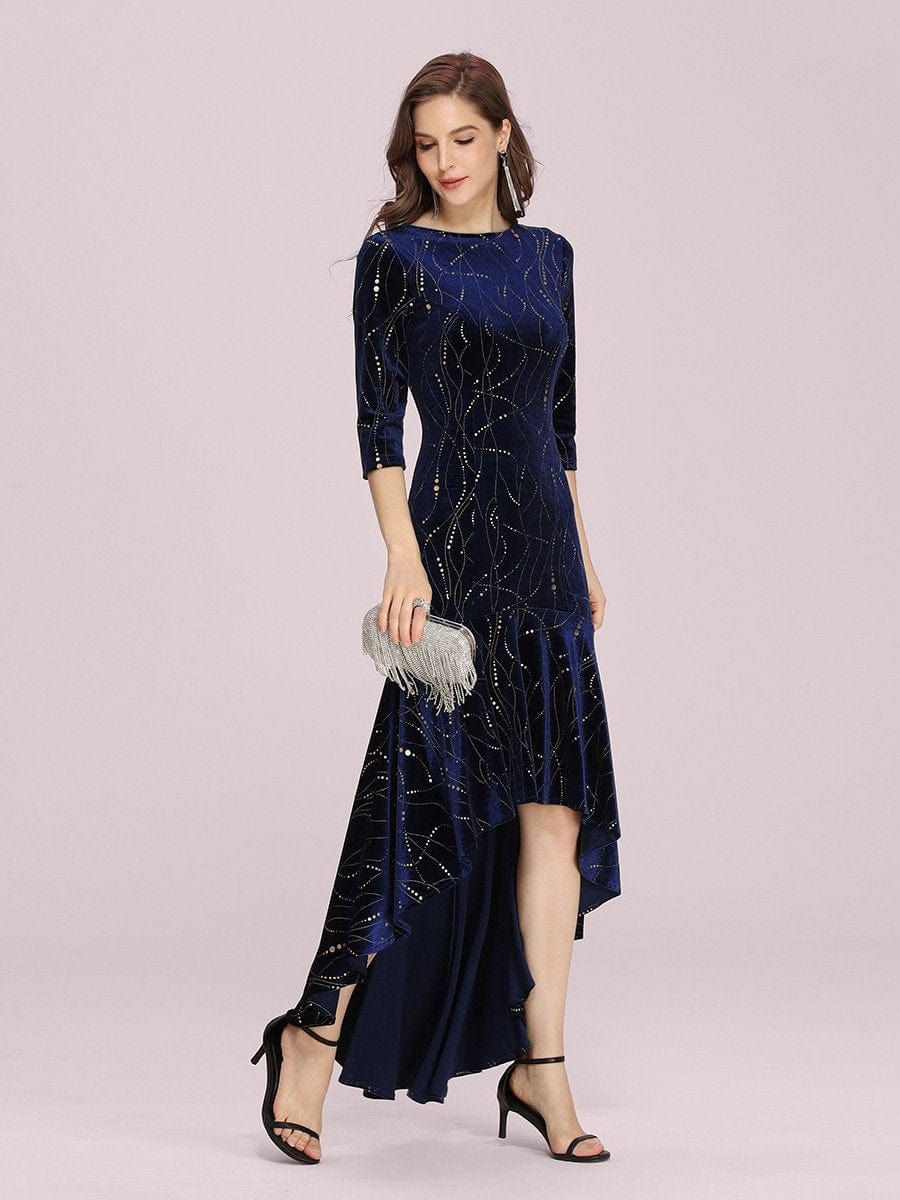 Stylish Velvet High-Low Bodycon Dress for Women