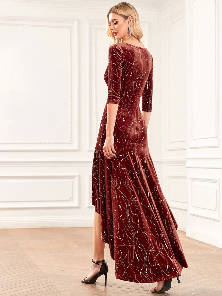 Stylish Velvet High-Low Bodycon Dress for Women