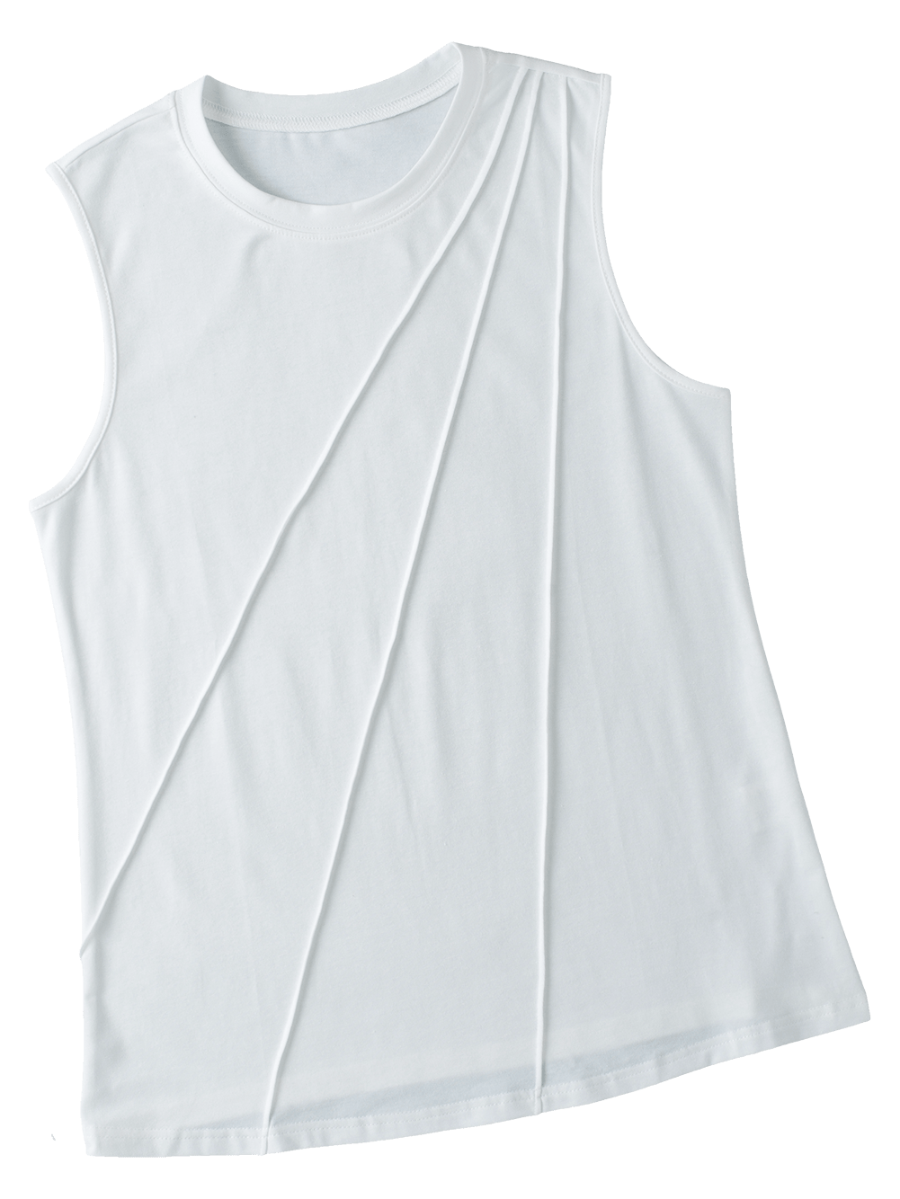Stylish White Pleated Sleeveless Tank Top
